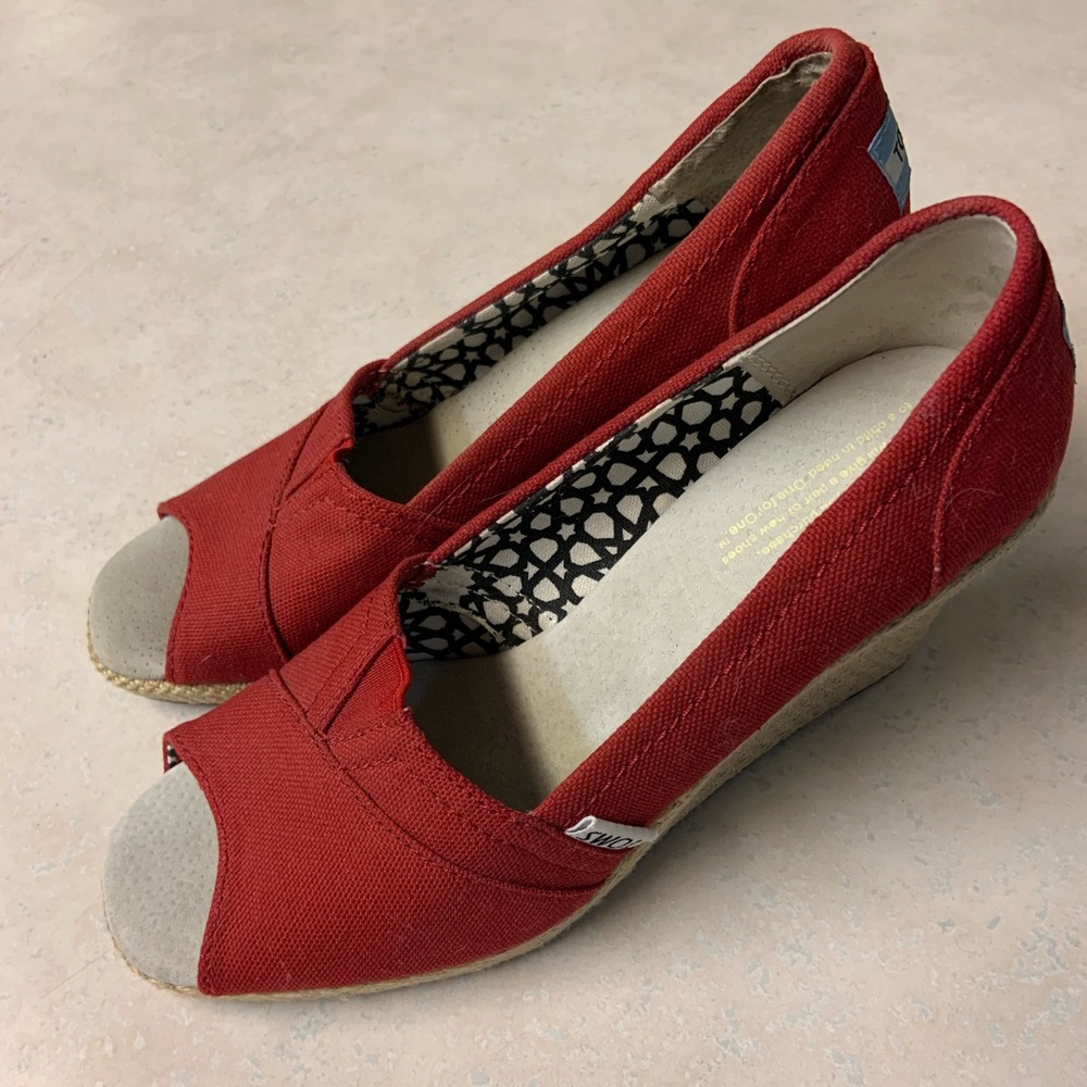 TOMS espadrille open toe wedge